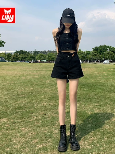 Черный джинсовый бюстгальтер-топ, короткая майка, эффект подтяжки, 2025 года, в американском стиле