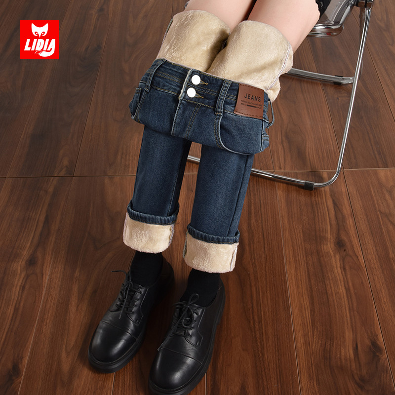 蓝灰8分直筒牛仔裤2024新款冬季