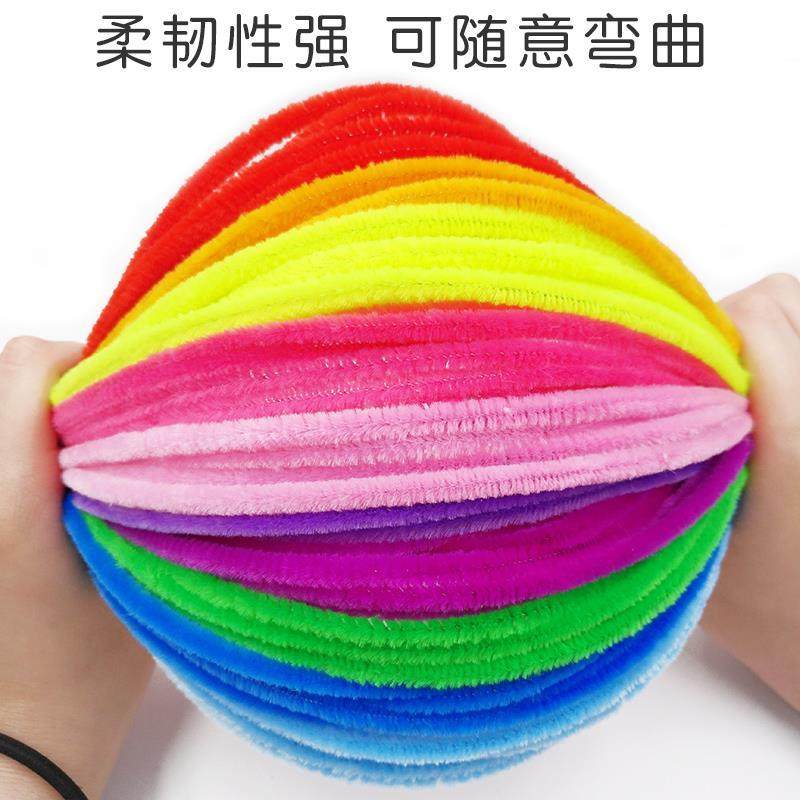 100支混色装扭扭棒金葱毛根毛条仿绒花波浪毛绒条diy手工制作材料