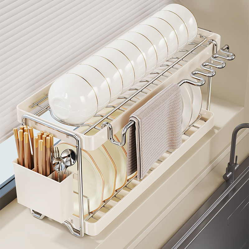 碗碟收纳层架不锈钢沥水碗盘架厨房置物架放碗沥碗架碗筷盘子收纳
