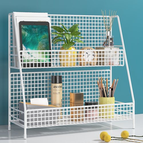 速发架面收物架化妆品收纳盒桌上置纳桌书桌架子桌子上双层书架多