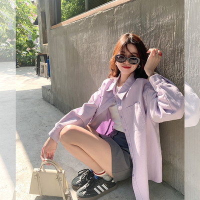 曾小咸紫色衬衫外套女早