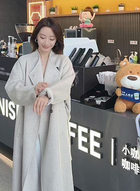 高端双面羊绒大衣女2025年新款宽松中长款高级感慵懒风羊毛呢外套