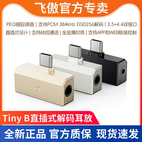 FiiO飞傲/雪漫天 Tiny B直插式解码耳放TypeC转3.5+4.4手机小尾巴