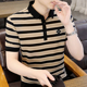 百搭半袖 翻领短袖 体恤上衣服0204w 条纹polo衫 修身 t恤男士 春季