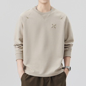 潮牌刺绣长袖 T恤男士 卫衣圆领2026新款 0128w美式 春季 t内搭打