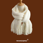 围巾女冬季 百搭学生日系纯色针织加厚ins潮保暖毛线流苏围脖 韩版