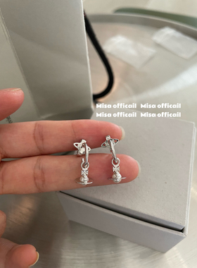 Misa officail｜mini立体土星珍珠耳环小众精致设计高级感耳饰