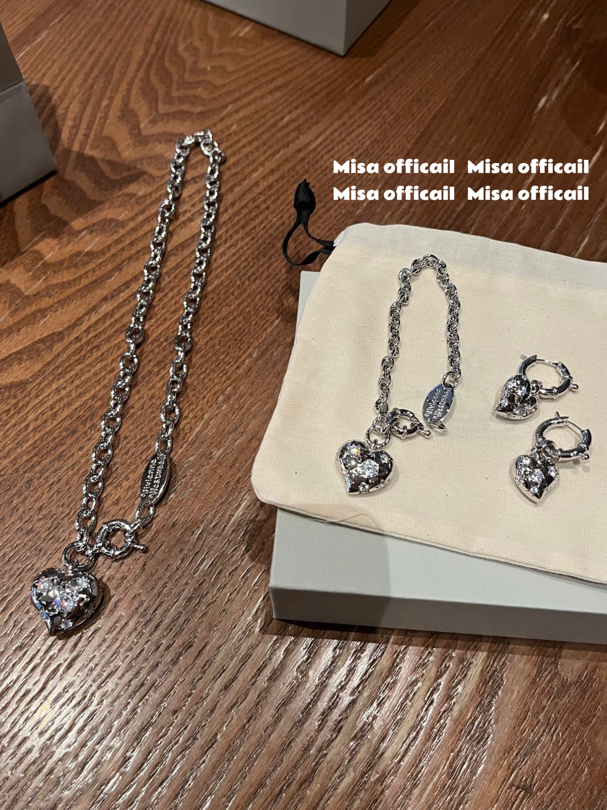 重工闪闪爱心｜土星项链耳钉手链小众设计高级耳环百搭秋冬毛衣链 - Misa officail出品