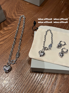 重工闪闪爱心｜土星项链耳钉手链小众设计高级耳环百搭秋冬毛衣链