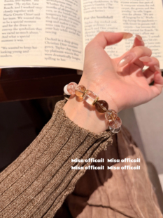 雾野绯花|天然白水晶红胶花白幽灵茶晶黄花梨水晶手串手链送礼女