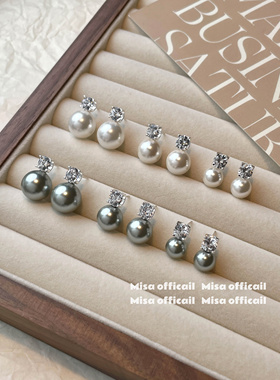 经典戴妃施家强光珍珠耳钉气质温柔高级感s925银针简约轻奢耳环饰