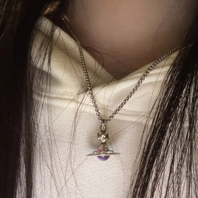 Misa officail｜现货！25ss镭射orb欧若拉立体土星项链耳钉中号新