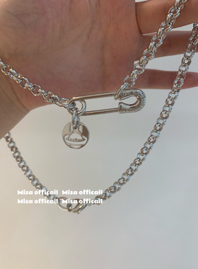 Misa officail｜立体粗版大别针项链男女款小众高级感锁骨链中性