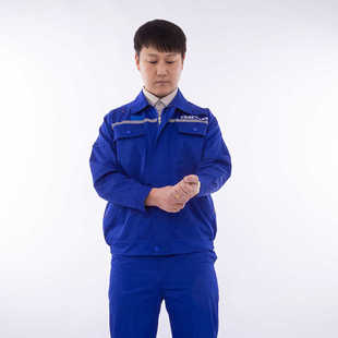 新款春秋蓝色大船集团工作服套装长袖大连船舶重工劳保厂服定制