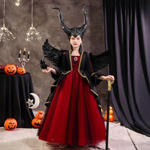 万圣节儿童服装女童cosplay演出服吸血鬼恐怖服饰女巫皇后公主裙