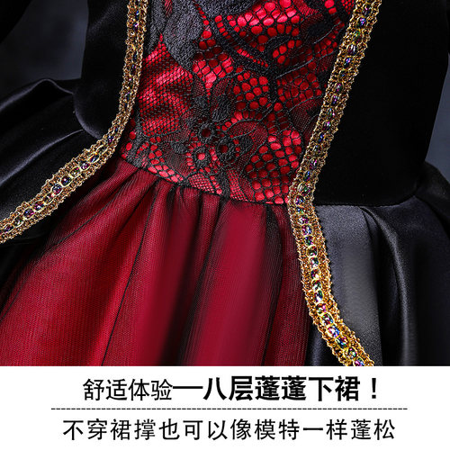 万圣节儿童服装小女巫公主裙恶魔舞会演出服cos服女童吸血鬼礼服
