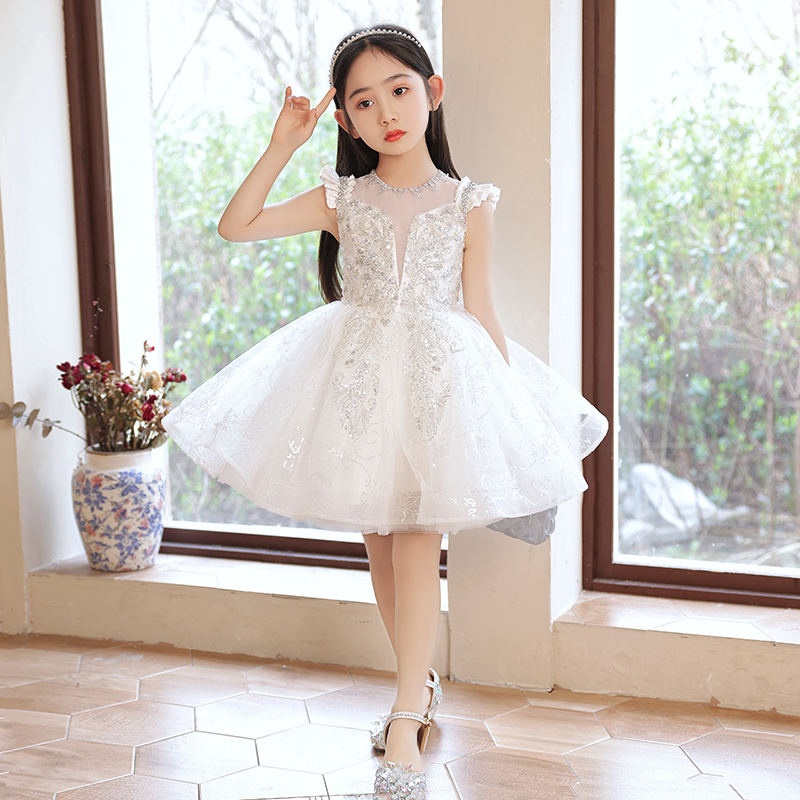 女童礼服公主裙儿童钢琴演奏蓬蓬纱连衣裙小女孩高端洋气礼服裙新