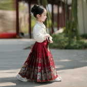 国风簪花汉服小女孩明制儿童唐装 2025年新中式 秋款 女童马面裙套装