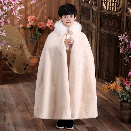 Детский зимний плащ для выхода на улицу, детская утепленная накидка для мальчиков, удерживающая тепло куртка, увеличенная толщина, китайский стиль