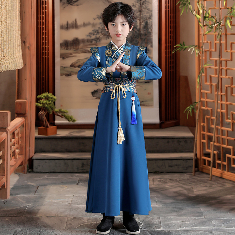 男童唐装汉服春男孩中国风2024新款儿童古装女童古风国学演出服夏