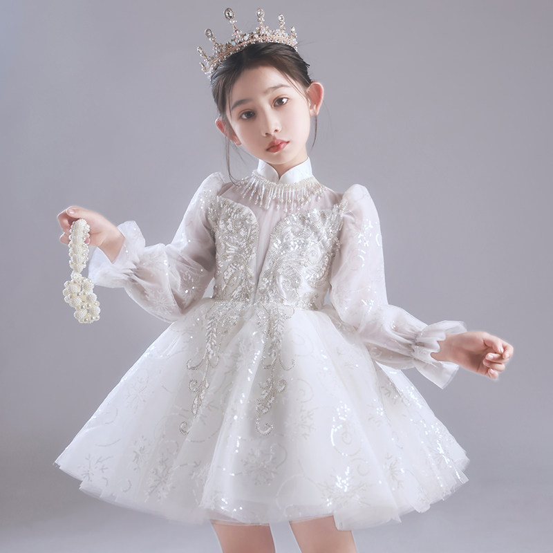 女童礼服秋冬儿童钢琴演奏演出服公主裙小女孩生日花童婚礼连衣裙