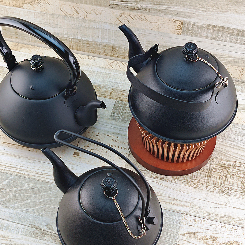 特厚不锈钢饭店餐厅酒店茶壶黑色茶水壶烧水壶带滤网饭店餐馆茶馆