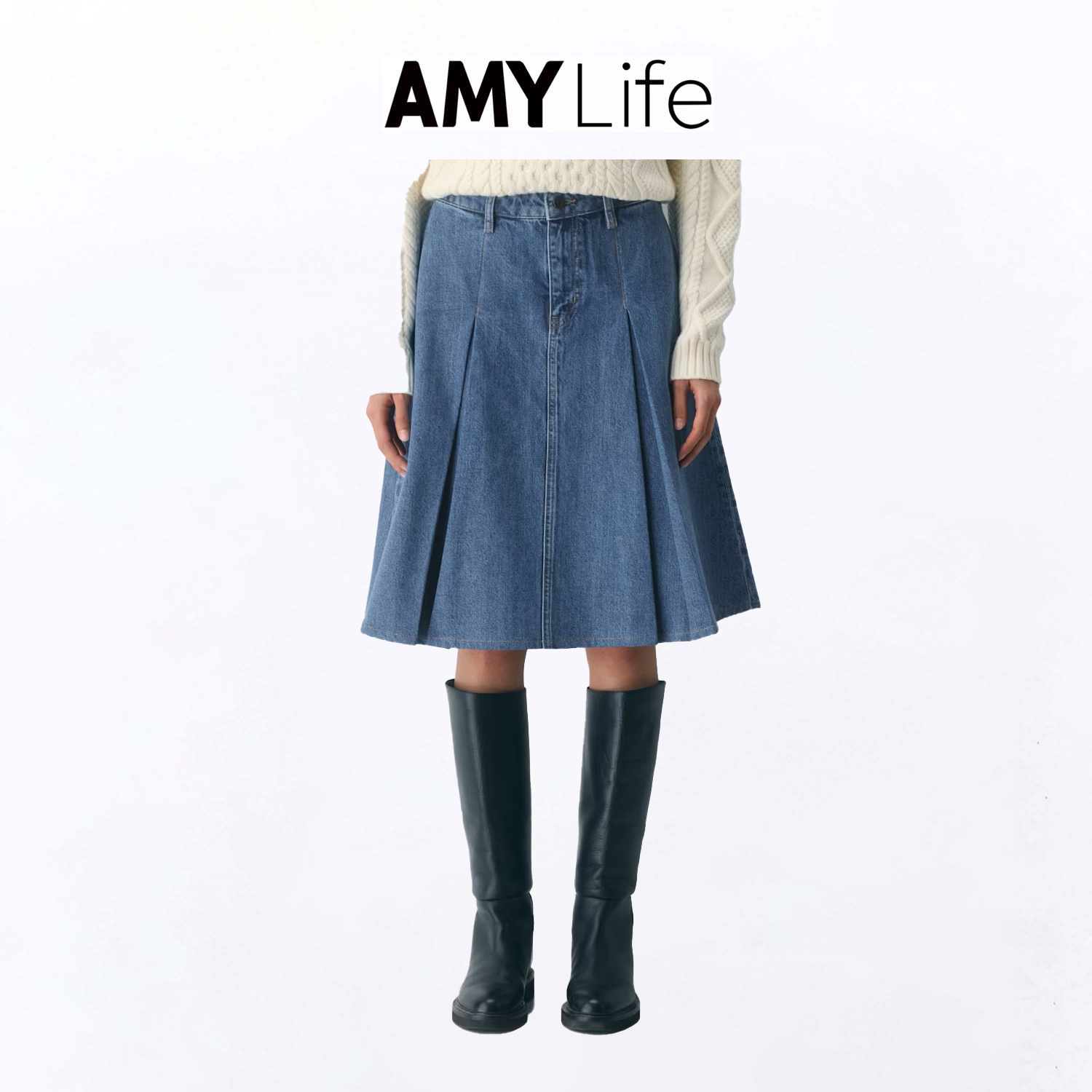 北美代购正品aritzia Billet Denim Skirt牛仔半身裙 休闲长裙