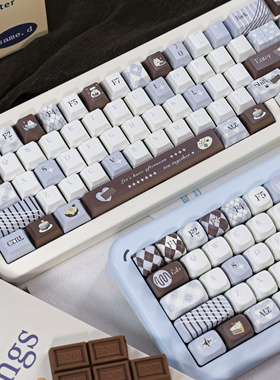 原厂键帽冰椰可可 机械键盘键帽类moa蓝色巧克力色手绘卡通键帽