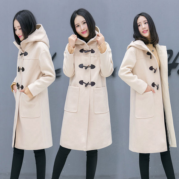 标莎 17秋冬款 女式连帽毛呢大衣 聚划算+优惠券折后￥128包邮（￥158-30）3色可选