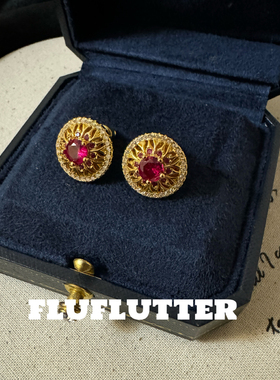 Fluflutter｜馥芙特高级轻奢精致女生珠宝级做工红宝石耳钉耳饰
