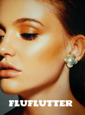 Fluflutter｜馥芙特高级轻奢小资女生镶钻天然珍珠耳钉耳饰时髦