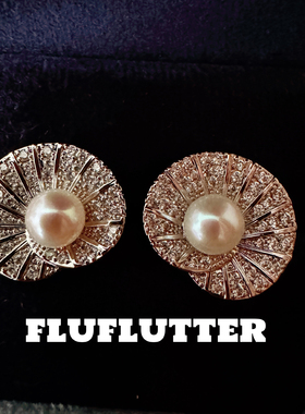 Fluflutter｜馥芙特海水Akoya珍珠高级轻奢小资女生镶钻耳钉耳饰