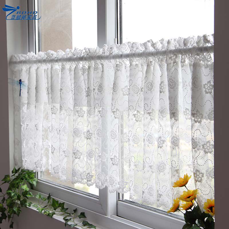 简约公主风高档满绣蕾丝纱帘装饰背景帘窗纱小短帘飘窗帘幔头帘头