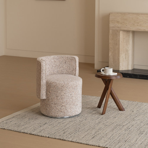 美之趣 换鞋凳法式高级感奶油风旋转梳妆凳靠背椅子