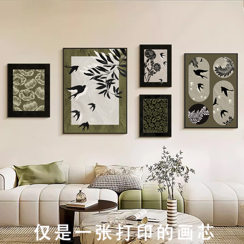 美拉德法式复古客厅餐厅装饰画中古风遮挡电箱电闸盒竖版自粘贴画