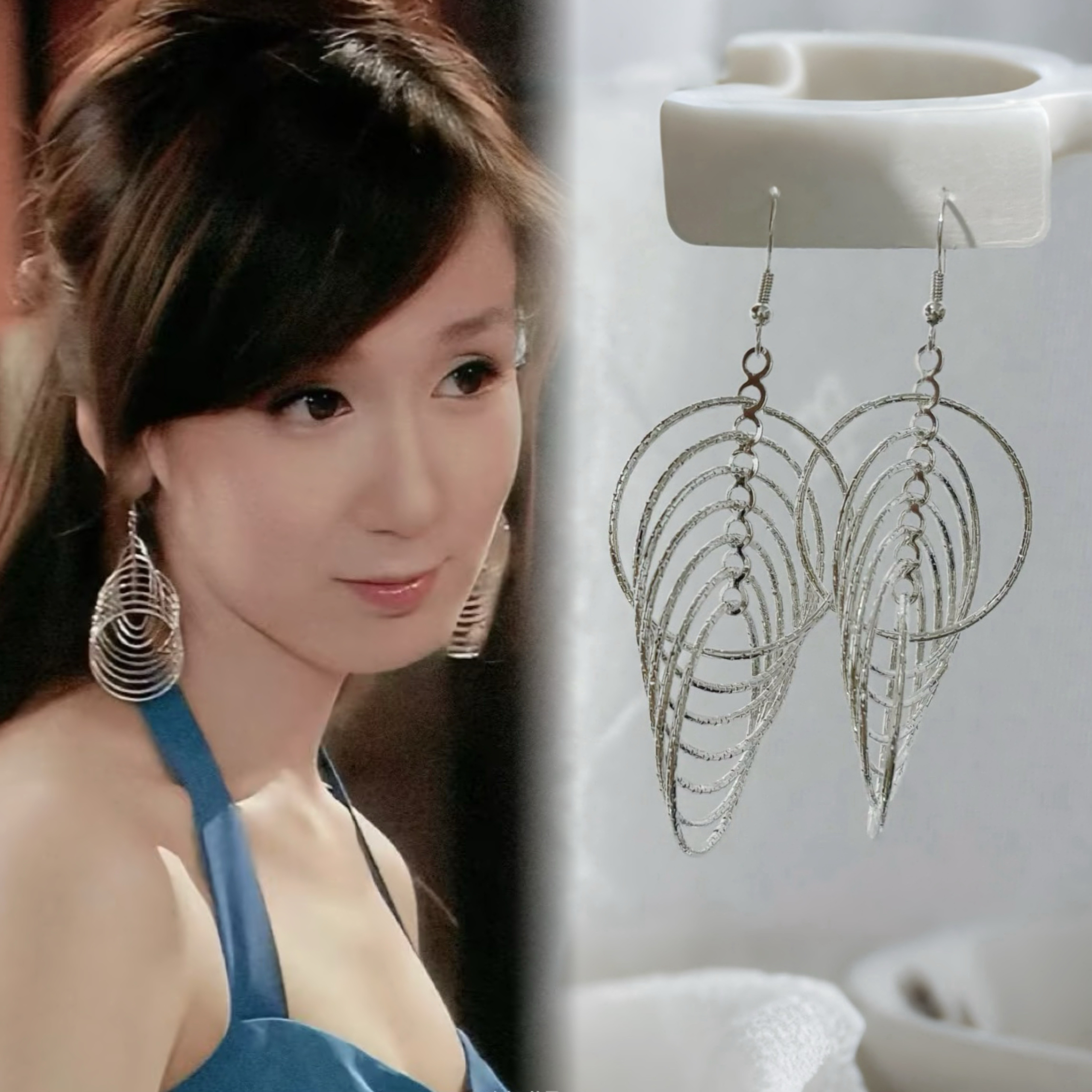 Healing girl爱情公寓胡一菲同款多层镂空圆圈银针耳环