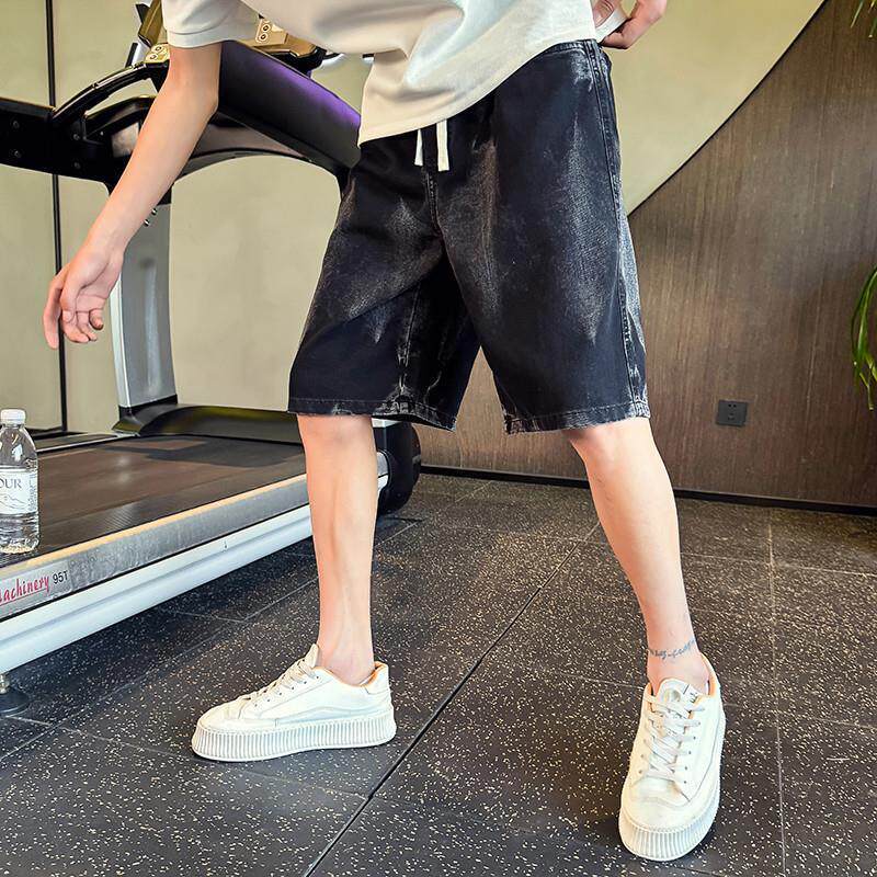 渐变色牛仔短裤男士夏季新款薄款美式五分裤复古水洗牛仔中裤