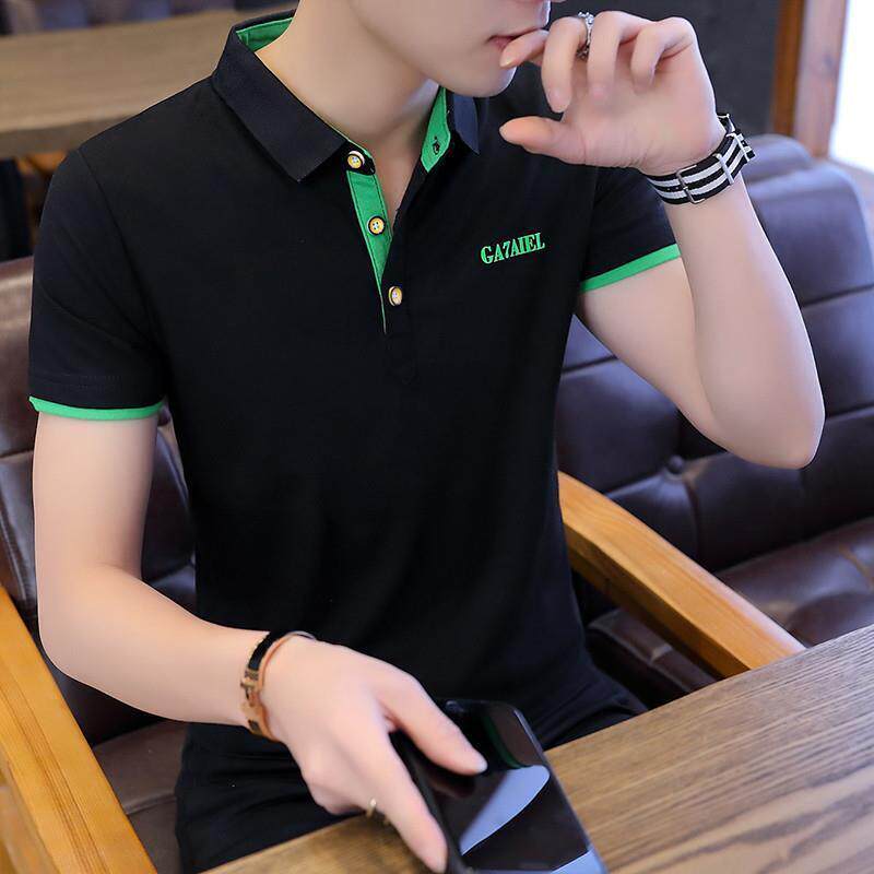 夏季新款男士有领短袖T恤衫衬衫带领子衣服宽松翻领休闲polo衫
