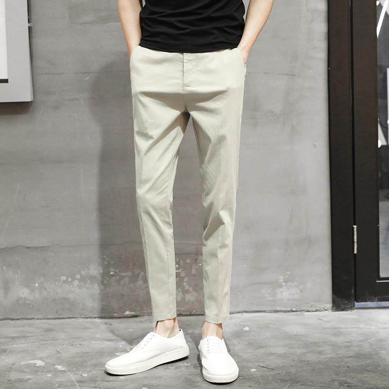 时尚潮流裤子男潮流黑色九分裤男夏季长裤男修身小脚裤西裤休闲裤