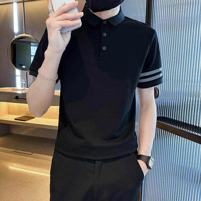 时尚潮流轻熟男士翻领短袖Polo衫百搭休闲韩版修身夏季半截袖