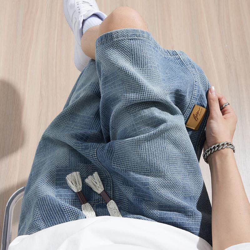 时尚潮流星空纹夏季薄款牛仔短裤男新款爆款宽松青少年休闲五分裤