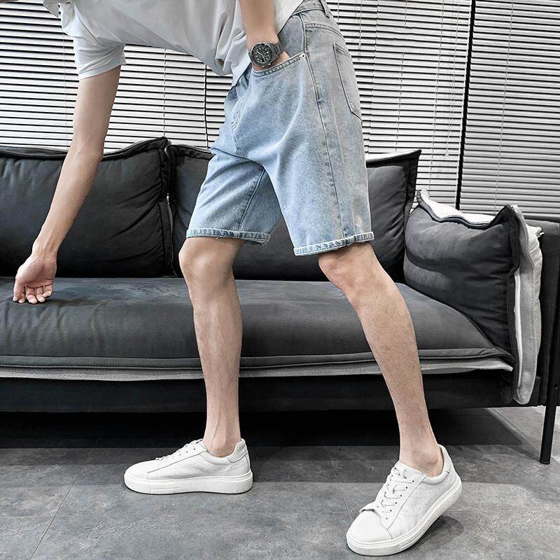 牛仔短裤男夏季新款潮牌百搭中裤美式复古潮流休闲宽松帅气五分裤