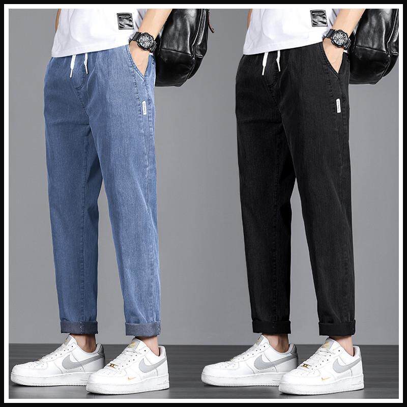 九分牛仔裤男士夏季潮流宽松直筒新款夏天薄款冰丝休闲时尚长裤子