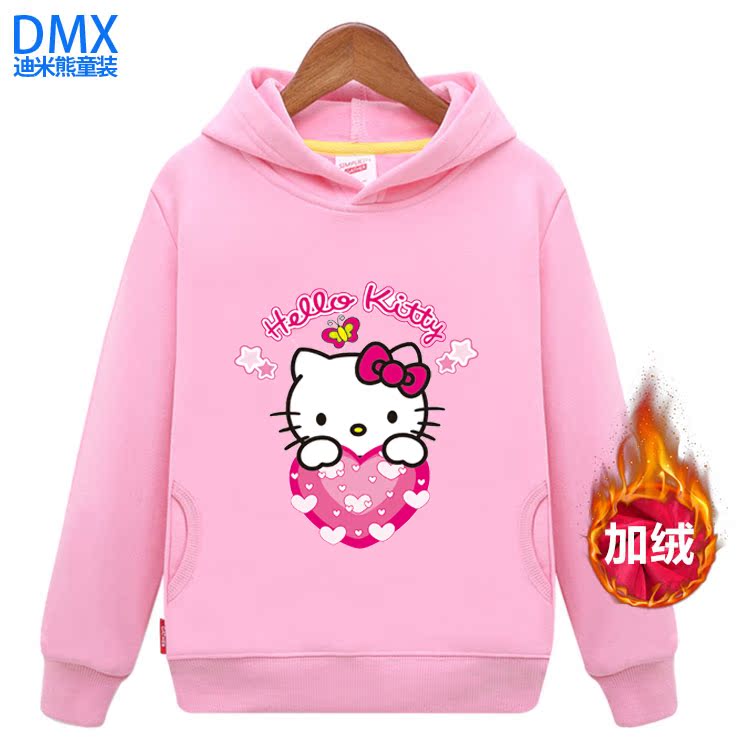 凯蒂猫秋冬季儿童加绒卫衣2018女童卫衣儿童宝宝连帽套头加厚上衣在类目 童装/婴儿装/亲子装, 卫衣/绒衫中 - 来自Buy2taobao.com提供专业的淘宝代购服务