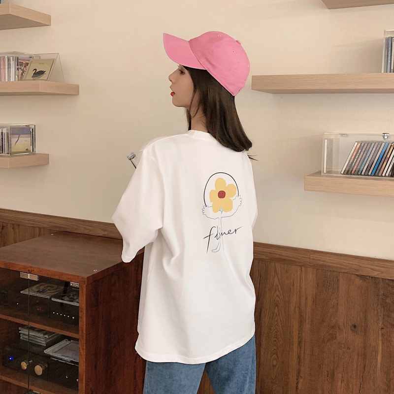 Real shot short sleeve T-shirt women's print Daisy top