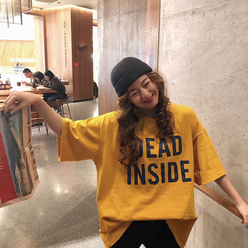 Hong Kong style women's super hot short sleeve T-shirt women's loose summer version Harajuku lazy style half sleeve top