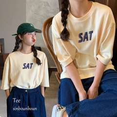 Apricot short sleeve T-shirt women's spring and summer new style foreign style age reducing loose and thin medium and long bottomed top