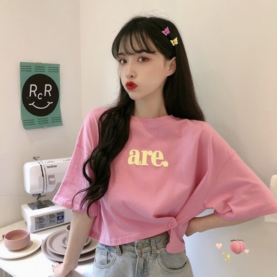 Summer Korean 2020 new design sense of care machine short loose letter net red short sleeve T-shirt women's shirt