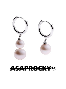 ASAPROCKY纯银针天然珍珠耳坠s925银针嘻哈风高级感潮男帅流耳饰